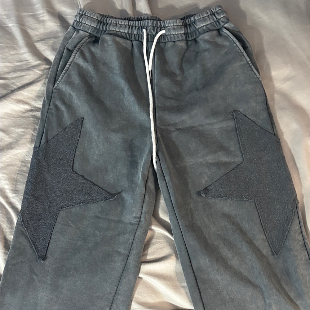 ROMWE Men's Charcoal Star Joggers